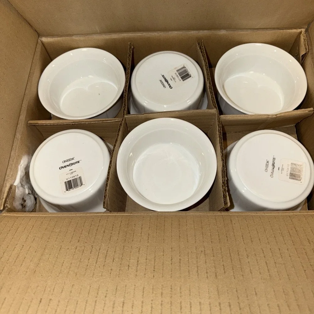 Case Of 12 ONEIDA OVENBRITE RAMEKINS‎ CASSEROLESOUFFLÉ WHITE PORCELAIN 12oz 5.5